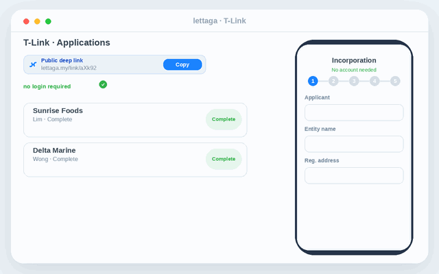 T-Link — client self-service via secure deep link